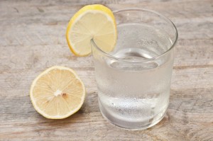 glass of water with lemon